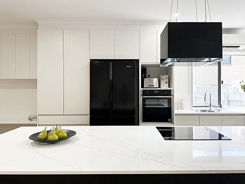 Black and White Kitchen Hanging Exhaust